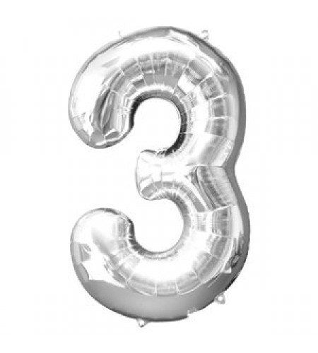 BALÃO PRATEADO NUMERO 3